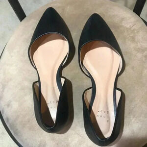 NWOT A New Day Black Faux Leather Open Side Slip On Flats-Size 6